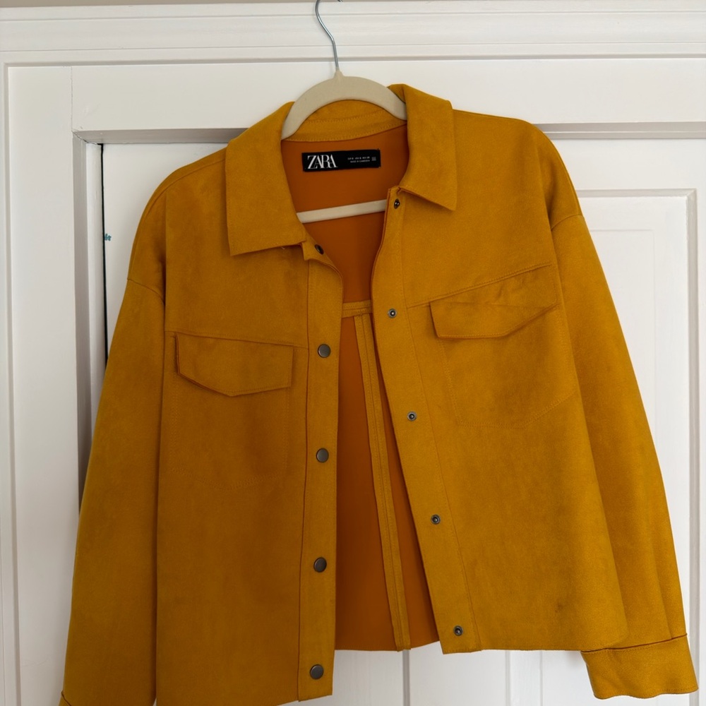Zara Mustard Suede-Look Shirt Jacket